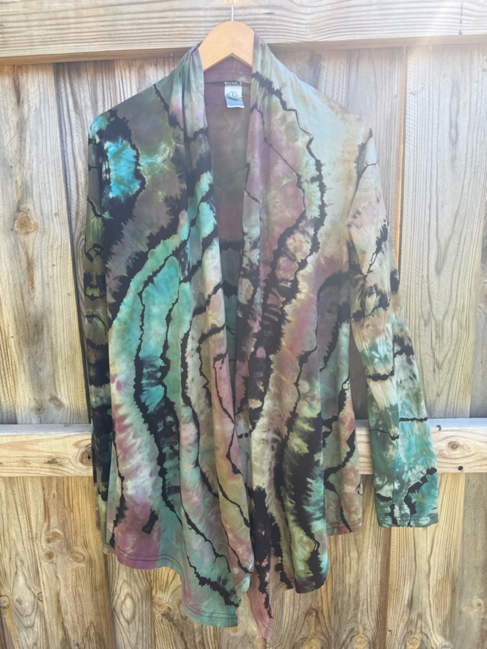 Boho Tie-Dye Open Front Jacket - Multicolor